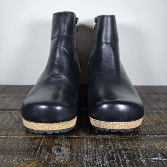 Papillio Ebba Womens 6 Mens 4 EU 37 Narrow Leather Wedge Boots Zipper Black - Picture 3 of 10